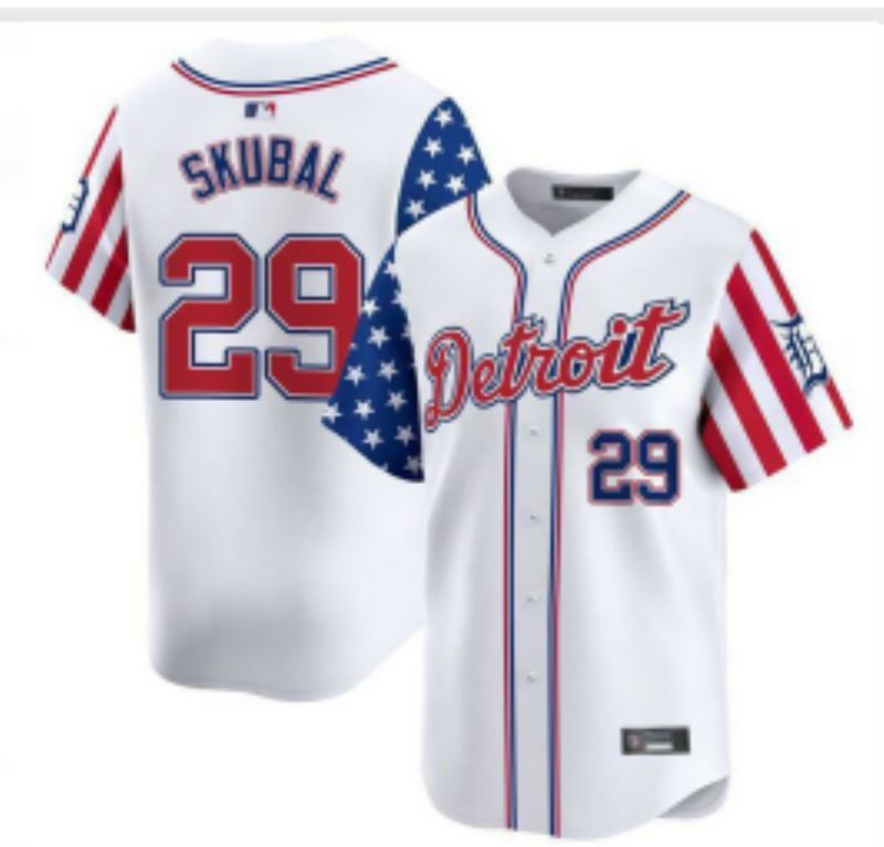 Men Detroit Tigers #29 Skubal White a generation of national flags Jointly Name 2025 Nike MLB Jersey style 7->cleveland indians->MLB Jersey